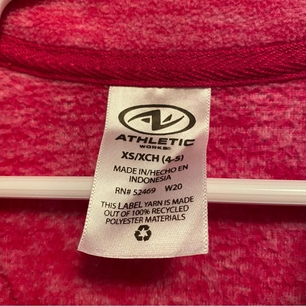 Athletic Works Girls Gray Marbled Hoodie & Pink Half-Zip Pink Fleece XS (4-5)